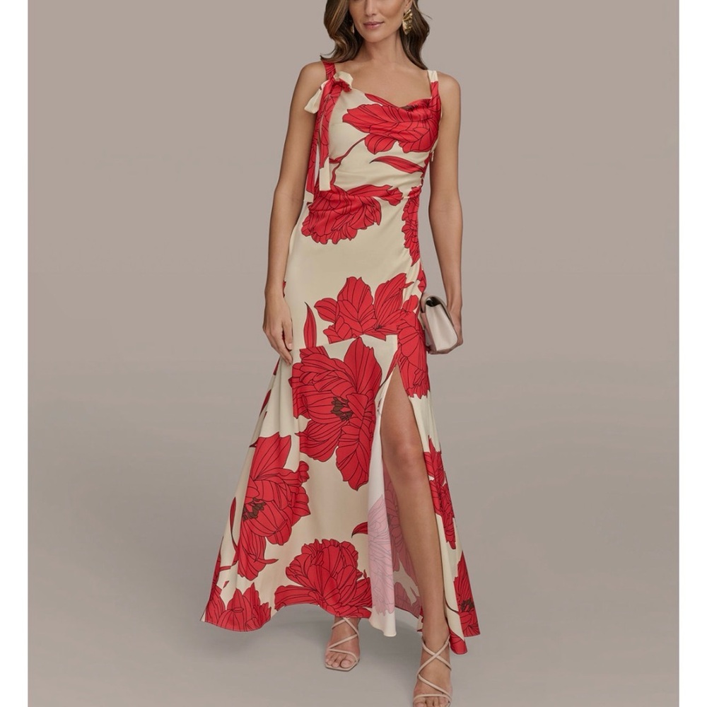 DKNY Sahara Red Floral Dress — NWT